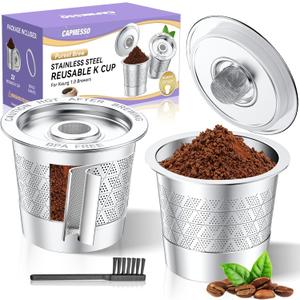 CAPMESSO Reusable K-Cups for Keurig: Upgraded Dual-Mesh Reusable Coffee Pods for Richer Coffee NO Grit - Universal Stainless Steel Coffee Filter for Keurig 1.0 Coffee Maker, Eco-Friendly (2 Pack)
