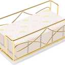 Napkin Holder with Marble Base, Guest Towel Paper Dispenser for Table, Modern Metal Napkin Stand, Ideal for All Bathroom Vanity, Kitchen Decor Accessories (Gold, 3.2 Inch)