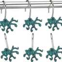 2 x 12 Pcs Octopus Shower Curtain Hooks Decorative Shower Curtain Rings Stainless Steel Resin Sea Theme Bathroom Decor Suitable for Home Bedroom