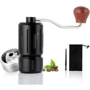 Manual coffee grinder ReiYeer Mini Hand Crank Coffee Grinder Portable Manual Bean Grinder CNC420 Steel Burr Coffee Grinder, Black