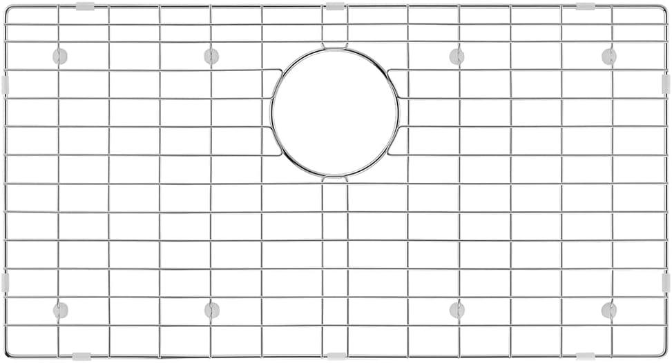 27.4 in. x 14.4 in. Rear Drain Kitchen Sink Bottom Grid with Supersoft Silicone Feet in 304 Grade Stainless Steel