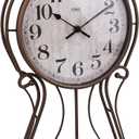 Lily's Home Antique Metal Pendulum Wall Clock - Elegant Regulator Clock for for Living Room & Home Decor & Kitchen Decor & Wall Dcor, Medium