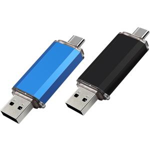 2-Pack 128GB USB C Flash Drive Dual Type C + USB A Memory Stick Jump Drive 2-in-1 Thumb Drive for Storage and Backup (128GB*2 Black&Blue)