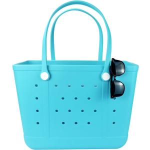 Extra Large Rubber Beach Bag, Washable Moisture Resistant Durable Open Hole Tote Bag Beach Vacation Essentials