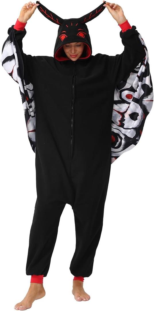 Adult Onesie Pajamas Cosplay Halloween Costume Animals Sleepwear Jumpsuit Costume for Women Men (X-Large, Black)