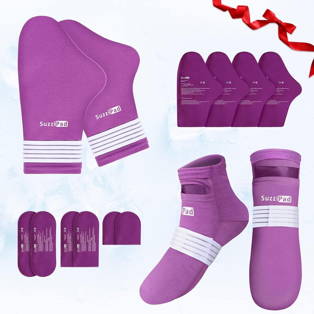 SuzziPad Cold Socks & Hand Ice Pack, Cooling Gloves for Chemotherapy, Chemo Care Package for Women and Men, S/M, Purple