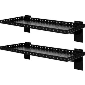 Slatwall Shelves 24 Inch, Slatwall Accessories for Retail, Garage, Home Storage, Heavy Duty Slat Wall Hanging Shelf (2, Black)