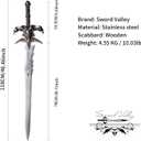 Sword Valley Frostmourne Curse Sword - Rune-Engraved Collectible Sword with Display Board - Stainless Steel - 118cm/46.46" Length - Metal Decorations - Collection Display Set (4.55kg/10.03lbs)