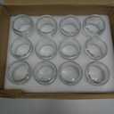 Encheng 12Pack of 4 oz Clear Round Glass Jars, with Inner Liners and black Lids,Empty Cosmetic Containers,Cream jars
