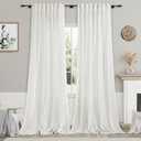 Nanspring Ivory Linen Back Tab Curtains 94 Inch Length for Living Room 2 Panel Set Neutral Modern Farmhouse Window Curtain Privacy Semi Sheer Linen Drapes Rustic Pinch Pleated Look Curtain
