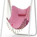 G TALECO GEAR Hammock Chair with Stand,Heavy-Duty and Rustproof Hanging Chair with Stand,Hammock Swing Chair Stand,for Indoor Outdoor Patio Yard Garden Porch (Pink)