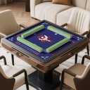 Mahjong Mat - 31.5x31.5 Inch Mahjong Mat for Table, Non-Slip Noise Reduction Mahjong Table Mat for Poker, Dominoes, Board Games & Card Games (Dark Blue)