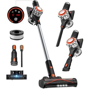 Cordless Vacuum Cleaner, 90Mins Runtime 550W/45KPA Rechargeable Vacuum Cleaners for Home, Self-standing Stick Vacuum with Wall Mount Charging & Anti-Tangle Brush for Pet Hair, Carpet, Hardwood Floor