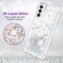 ANSHOW Glitter Case for Samsung Galaxy S24/S25, Shockproof Clear TPU with Screen Protector, Bling Glitters, Silver