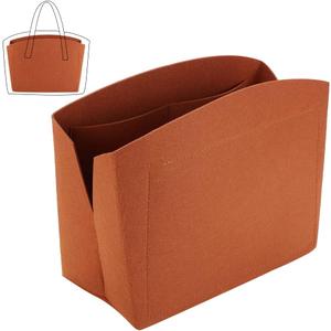 PH PandaHall 1pc Purse Organizer Insert Large Bag Organizer with Alloy Zipper Brown Felt Handbags Base Shaper Shell-Shaped Bag Organizer Tote Liner Pouch for Tote Bag Handbag Purse, 11.85.19