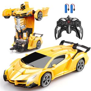 Qumcou Transform Remote Control Car, RC Cars for Boys Age 35 68, OneButton Transform Toy Cars, 2.4GHz, 360° Spin, 1:16 Scale, Flashing Headlight,38 Year Old Grandkids Christmas Birthday Gifts