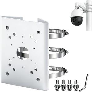 Pole Column Vertical Pole Mount Bracket for CCTV Dahua Wall Mounts Dome Security Cameras - Weatherproof 80-150mm Adjustable Hoop, 10KG Load, Rustproof Metal for PTZ/Dome Cameras