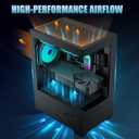 Micro ATX PC Case, Gaming MATX PC CASE with 3 PWM ARGB Fans Pre-Installed, Type-C Full-View Dual Tempered Glass, Cpmputer CASE Black