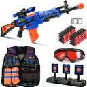 Bigpower Electric Kids Toy Sniper Rifle with Scope Tactical Vest Kit,4 in 1 Automatic Kids Sniper Rifle Toy Guns for Boys 8-12,Rifle Dart Guns Big Size,Toy Guns with Removable Magazines2 Pcs