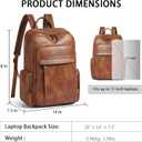 Shrrie Leather Laptop Backpack for Women with 17 inch Vegan Leather Computer Backpack Purse for Travel College Work