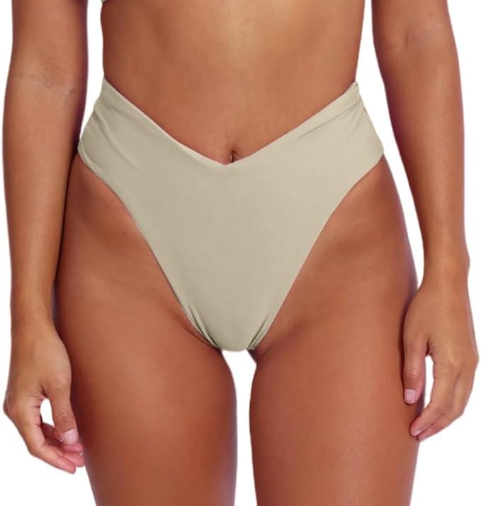 geluboao Women's Bikini Bottom Sexy V Cut High Cut Swimsuit High Waisted Bathing Suit Bottoms XL