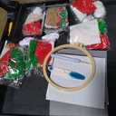 6PCS Christmas Punch Needle Kit, Punch Needle Embroidery Kit Coaster Kit for Beginners Adults Kids, with Instruction & Video Tutorial, Yarns, Hoop, Coaster Holder, Christmas Craft Art Gift