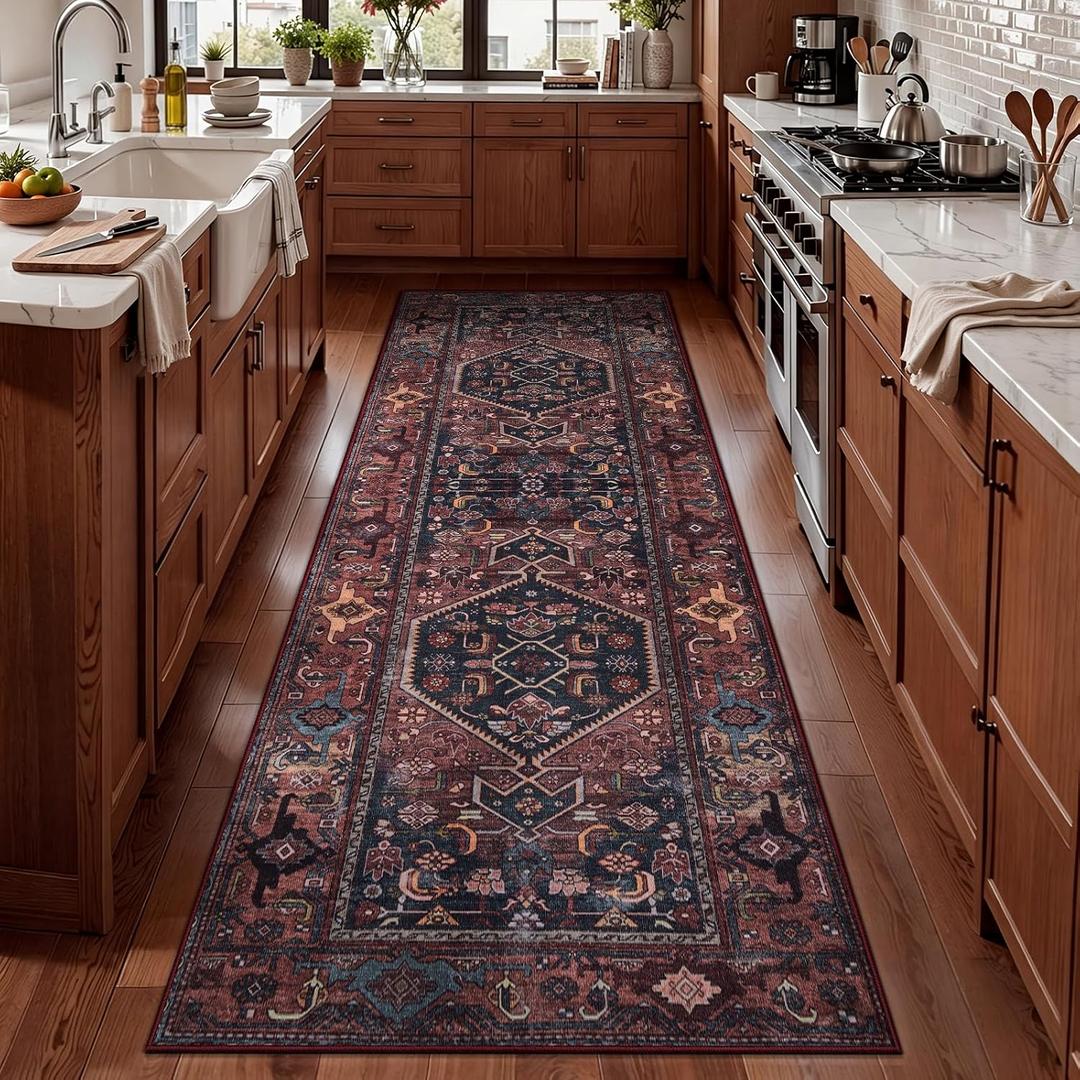 SERISSA Vintage Red Black 2x6 Runner Rug Non Slip,Washable Oriental Runners