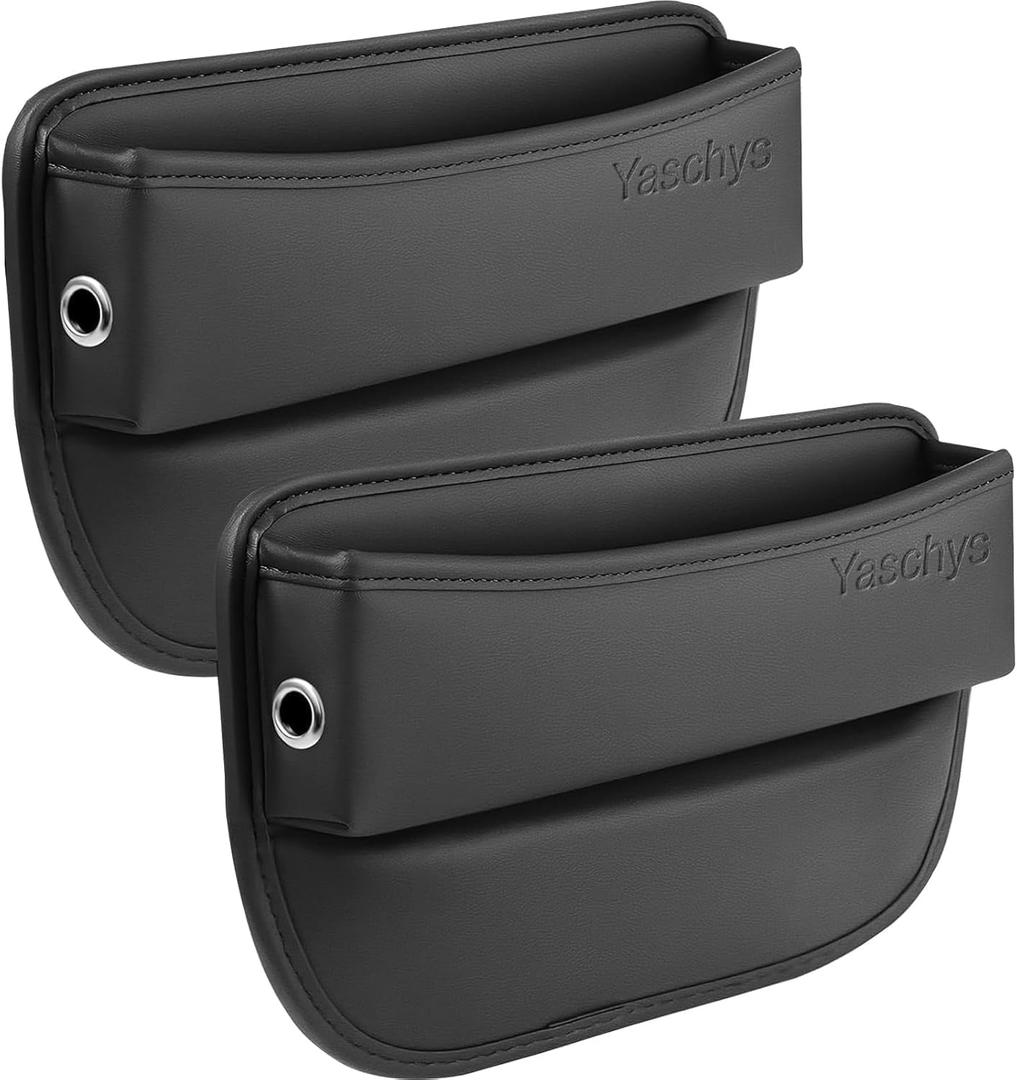 Car Seat Gap Filler 2 pack Car Gap Filler Seat Organizer Front Seat Leather Car Accessories for Women Men, Car Essentials for SUV Truck, Adjustable Seat Gap Filler Organizer for Phones, Keys, Cards (black)