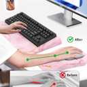 3-in-1 Ergonomic Keyboard Stand with Wrist Rest & Mouse Pad Set, Comfy Keyboard Riser Holder Soft Mousepad with Massage Design, Memory Foam and Non-Slip PU Base for Pain Relief, Pink Marble
