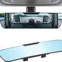 LivTee Anti Glare Rear View Mirror, Universal 12'' (305mm), Wide Angle Panoramic Convex Rearview Mirror, Clip-on to Original to Eliminate Blind Spot and Antiglare for Cars SUV Trucks