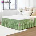 RIMELA Ruffle Bed Skirt Light Green Queen 18 Inch Drop, Elastic Wrap Around Bed Skirting Queen Size, Easy to Install Dust Ruffle, Machine Washable Soft Fabric, Multi Ruffle Bedskirt