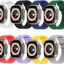 8 Pack Ocean Band Compatible with Apple Watch Ultra 3/2,SE 3,49/46/45/44/42mm,Series 11/10/9/8/7/6/5/4/3/2/1/SE Band Silicone Wristbands Waterproof for Men Women