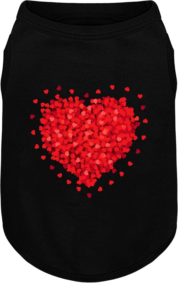 Comfortable Polyester-Cotton Dog Shirt Romantic Rose Petals Heart Pattern, Perfect for Small & Medium Dogs, Soft & Stylish Pet Apparel for Everyday Wear. Black (Large 18"-20"Chest))