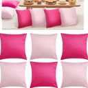 6 Pcs Velvet Throw Pillow Covers 18 x 18 Inch Decorative Pillow Cases Soft Cushion Pink Pillowcase for Picnic Patio Couch Garden Bench Porch, No Inserts