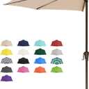 JEAREY 9ft Half Umbrella Outdoor Patio Umbrella Market Umbrellas with Crank, 1/2 Round Wall Umbrella 5 Sturdy Ribs UV Protection for Pool Garden Balcony Deck, Beige