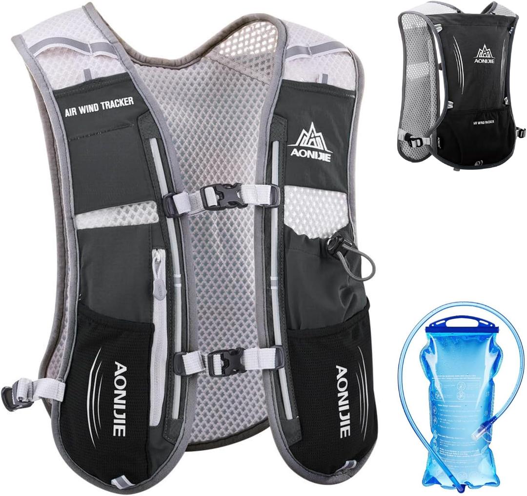 TRIWONDER Hydration Running Vest 5L Lightweight Water Pack for Men Women Hydration Backpack for Trail Race, Hiking, Cycling, Climbing, Camping, Jogging, Marathon (01 Black 5L - with 1.5L Water Bladder)