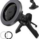 ESR for MagSafe Car Mount, Magnetic Phone Holder for Car Air Vent, Car Phone Holder Mount for iPhone 17/16/16e/15/14/13/12/Samsung, All Smartphones(2 Metal Rings Included),Charging Not Supported (Black)