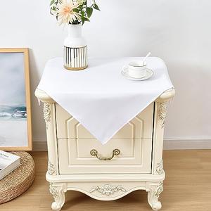 Wolkemer 2 Pack Small Square Tablecloths, 24 x 24 Inch, White, Polyester, Machine Washable, Perfect for Nightstand, End Bedside Table, Tabletop Decoration