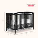 Dream On Me Chelsea 5-In-1 Convertible Crib In Black, JPMA Certified, 53"L x 29"W x 38"H