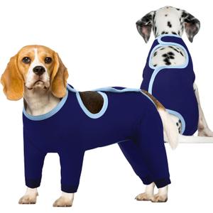 IDOMIK Dog Recovery Suit After Surgery,Long Sleeve Dog Surgical Onesie for Surgery,Soft Breathable Pet Pajamas Anti Shedding,Adjustable Bodysuit Prevent Licking Wound,Cone Collar Alternative,Blue,M (Chest Girth:17.7"-20.9")