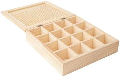 Unfinished Wooden Box with 8 Compartments for Crafts, Organizing, Storage and DIY, Unpainted Wooden Storage Box 13" x 13" x 3" in (16 Compartments)