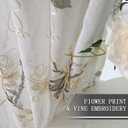 Tollpiz Floral White Sheer Curtains Flower Print Vine Embroidery Bedroom Curtain Rod Pocket Voile Window Curtains for Living Room, 54 x 63 inches Long, Set of 2 Panels