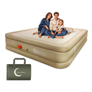 LunaDream King Air Mattress with USB Rechargeable Built-in Pump, Wireless Inflatable Airbed, FlexWeave Tech for 1100 lbs Enhanced Support, Portable for Home & Camping, Leak Proof Design, Carry Bag