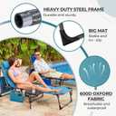FUNDANGO 4 in 1 Tanning Chair with Face Hole, Beach Lounge Chair w/Canopy Shade & Side Table Chaise Lounge Chairs for Patio, Pool, Lawn, Sunbathing, 5-Position Adjustable Sun Lounger, Cyan