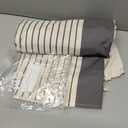 AmazerBath Boho Shower Curtain Set, Grey Shower Curtain with Tassels, Rustic Faux Linen Gray Striped Modern Farmhouse Shower Curtain with Hooks, Light Tan Toned, 72x72 Inches