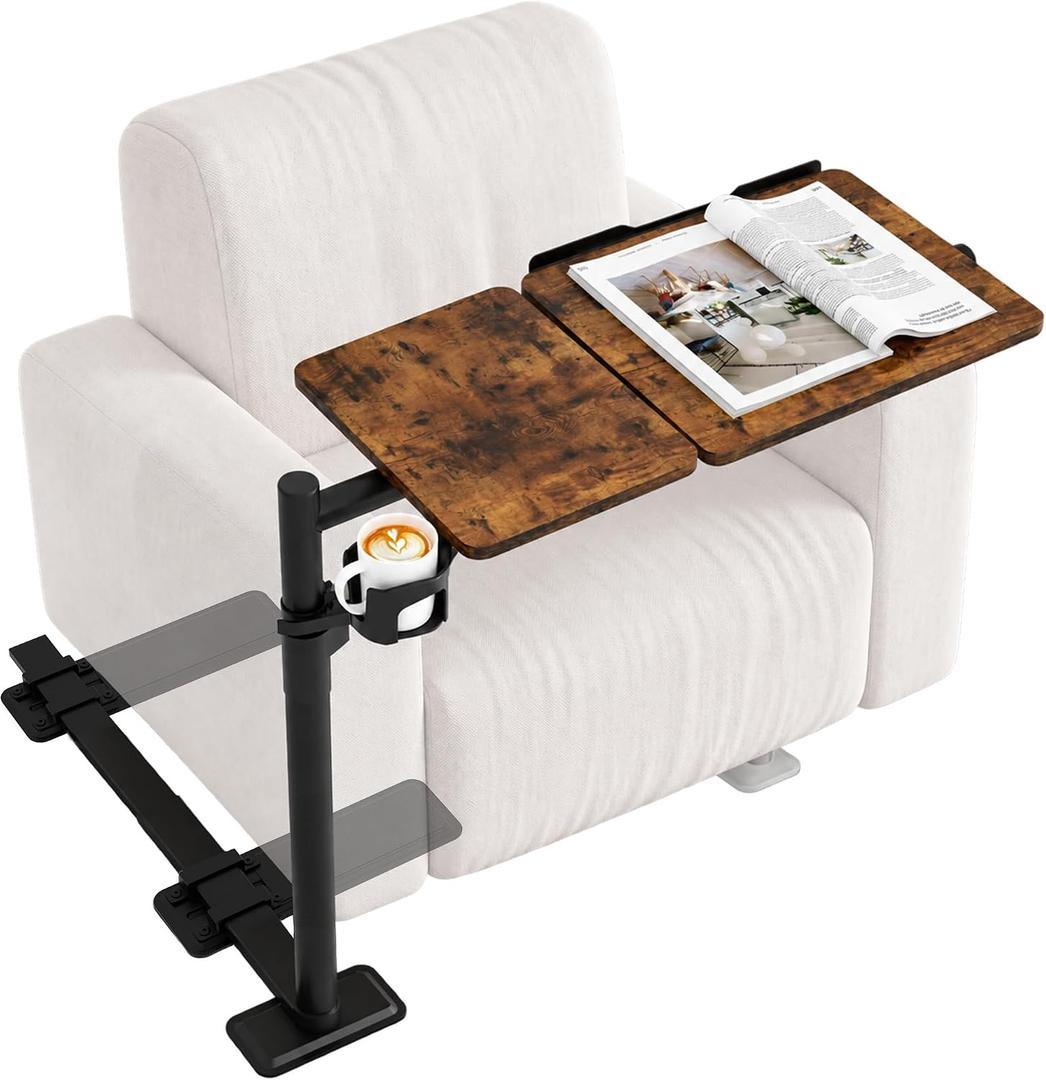 Aothia PRO X-Large Swivel Table for Recliner, Home Office - Rustic Brown