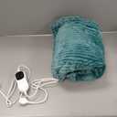 Homemate Heated Blanket Electric Throw - 50"x60" Heating Blanket Throw 1/2/4/6/8 Hours Auto-Off 10 Heat Levels Over-Heat Protection Soft Flannel Sherpa ETL Certification (19 - Dark Green (Striped))