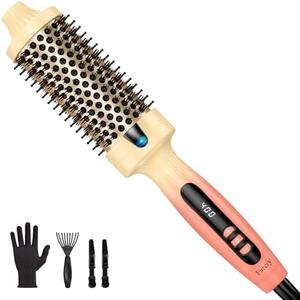 FARERY Thermal Brush Ceramic Tourmaline Ionic Curling Wand, Double MCH Heated Curling Iron Brush, Quick Heating Create Silky Smooth Hair, Digital Display 9 Temps Hot Brush, Dual Voltage (1.77 inch)