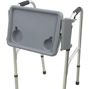 Walker Tray with Two Cup Holder - Folding Rollator Desk Lap Board Eating Aid for Nursing Patient, 11"W x 16"L