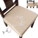 Genina Waterproof Seat Covers for Chairs Seat Covers for Dining Room Chair Slipcovers Kitchen Chair Covers Dining Chair Covers (6PCS-Rear-covered, Khaki)